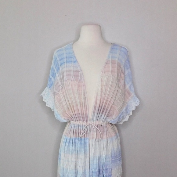 Anthropologie KNITTED & KNOTTED Pastel Ombré Beach Duster Cardigan Medium Petite - Picture 4 of 14